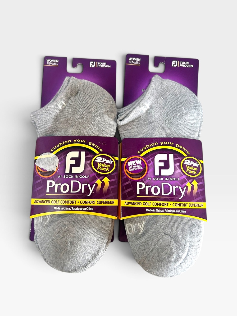 FootJoy ProDry Women Golf Socks Low Cut 4 Pairs Grey Fits US 6-9 NWT
